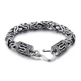 Punk-Inspired Titanium Steel Men's Bracelet with Retro Safety Pattern – Ideal Gift for Him