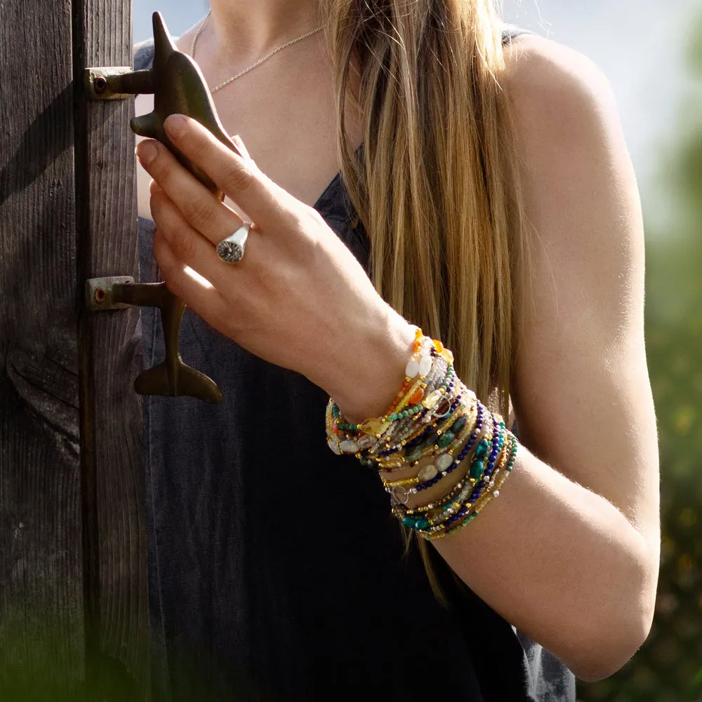 Pyrite's Booty Bracelet in Labradorite & Natural Emerald & Pyrite