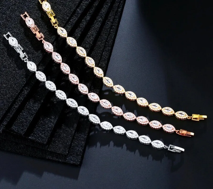 "Adley" - Cubic Zirconia Bridal Bracelet - Available in Silver, Rose Gold and Yellow Gold