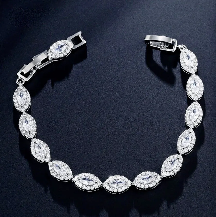 "Adley" - Cubic Zirconia Bridal Bracelet - Available in Silver, Rose Gold and Yellow Gold