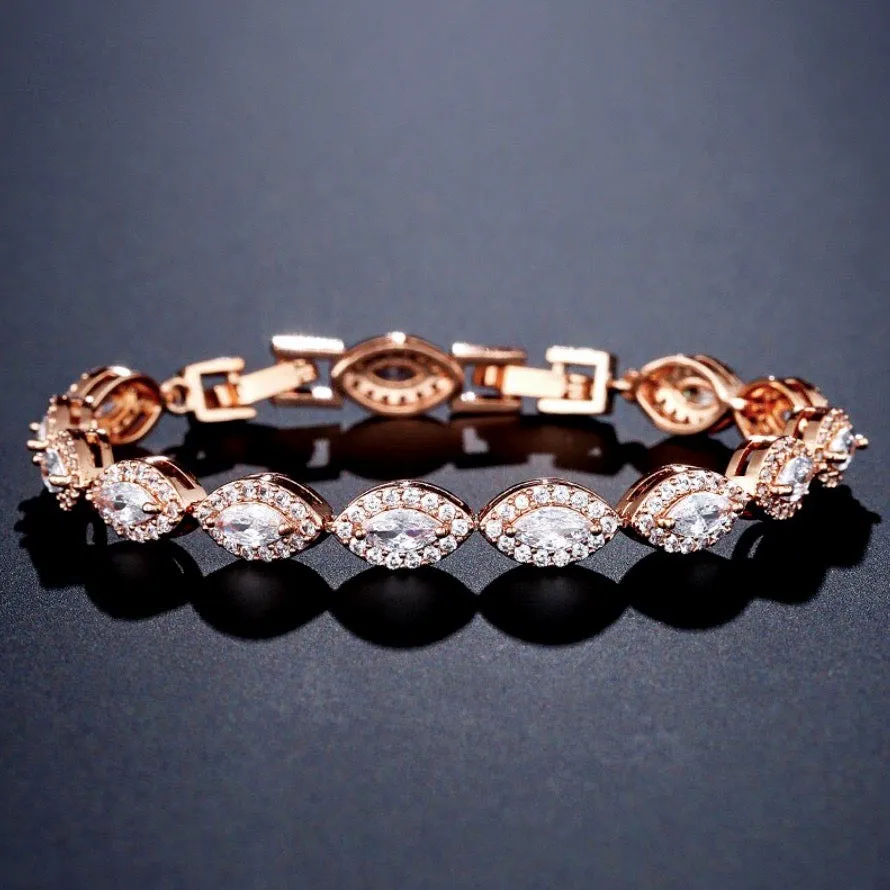 "Adley" - Cubic Zirconia Bridal Bracelet - Available in Silver, Rose Gold and Yellow Gold