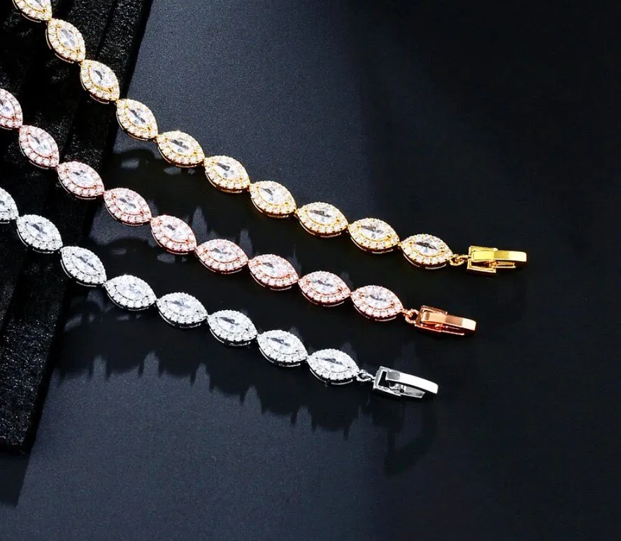 "Adley" - Cubic Zirconia Bridal Bracelet - Available in Silver, Rose Gold and Yellow Gold