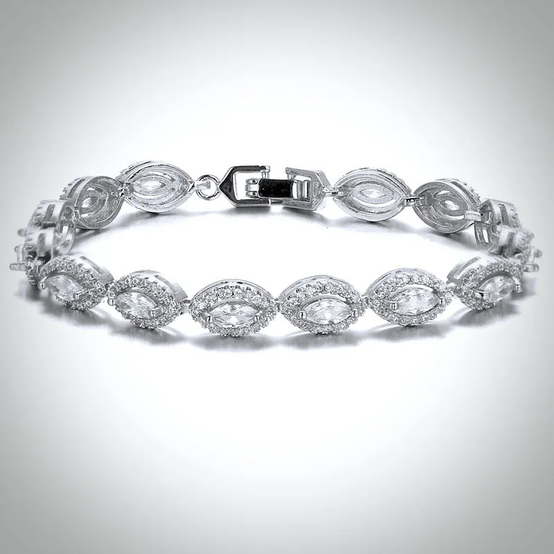 "Adley" - Cubic Zirconia Bridal Bracelet - Available in Silver, Rose Gold and Yellow Gold