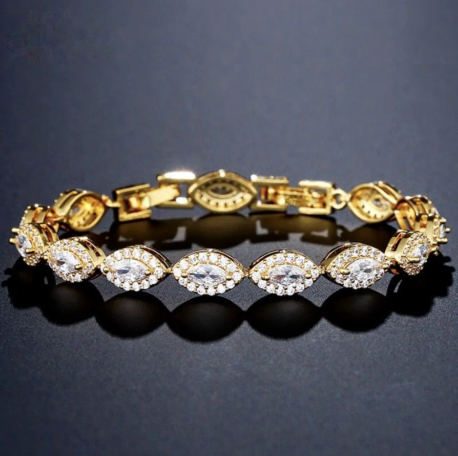 "Adley" - Cubic Zirconia Bridal Bracelet - Available in Silver, Rose Gold and Yellow Gold