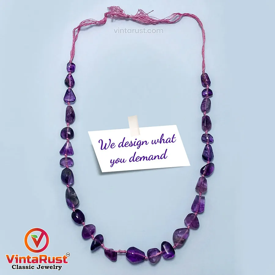 Radiant Purple Fluorite Beaded Stone Necklace