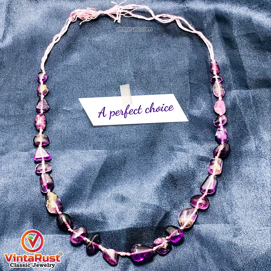 Radiant Purple Fluorite Beaded Stone Necklace