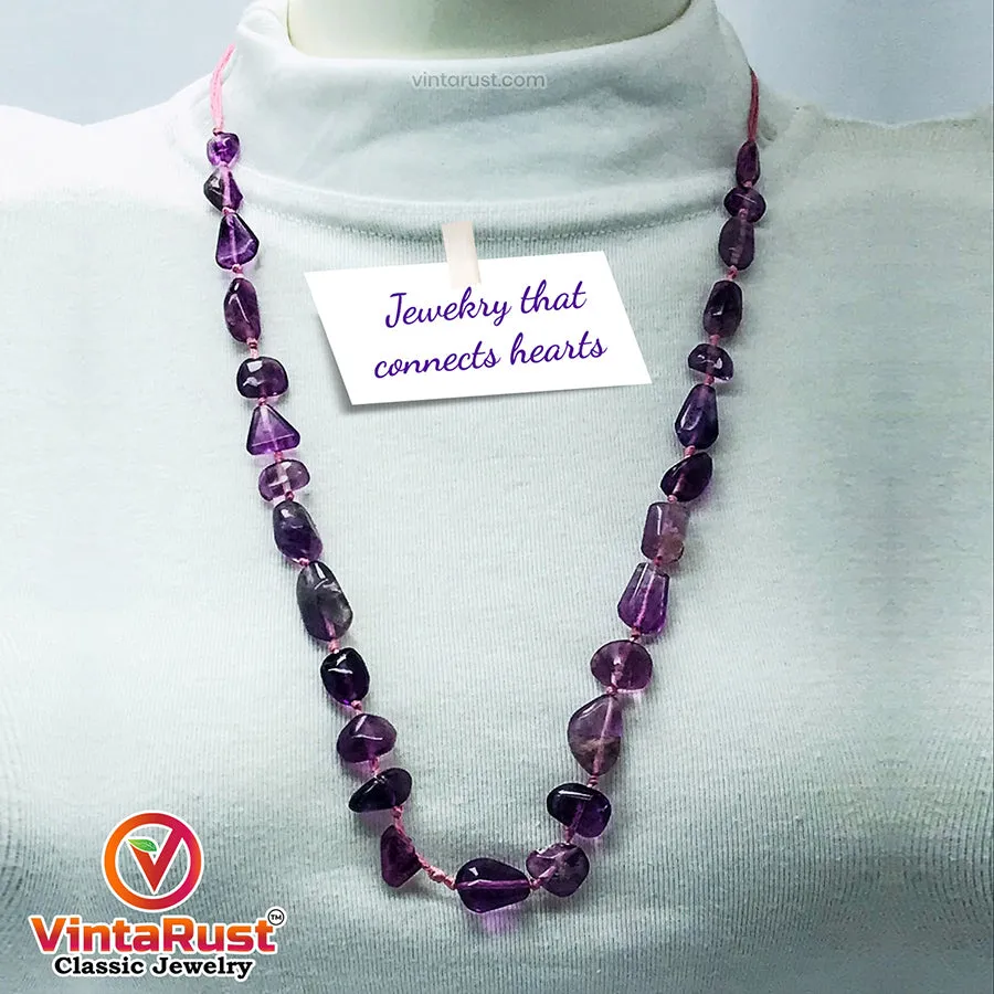 Radiant Purple Fluorite Beaded Stone Necklace