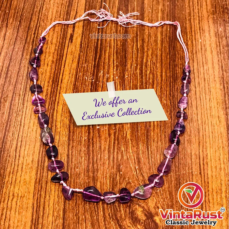 Radiant Purple Fluorite Beaded Stone Necklace