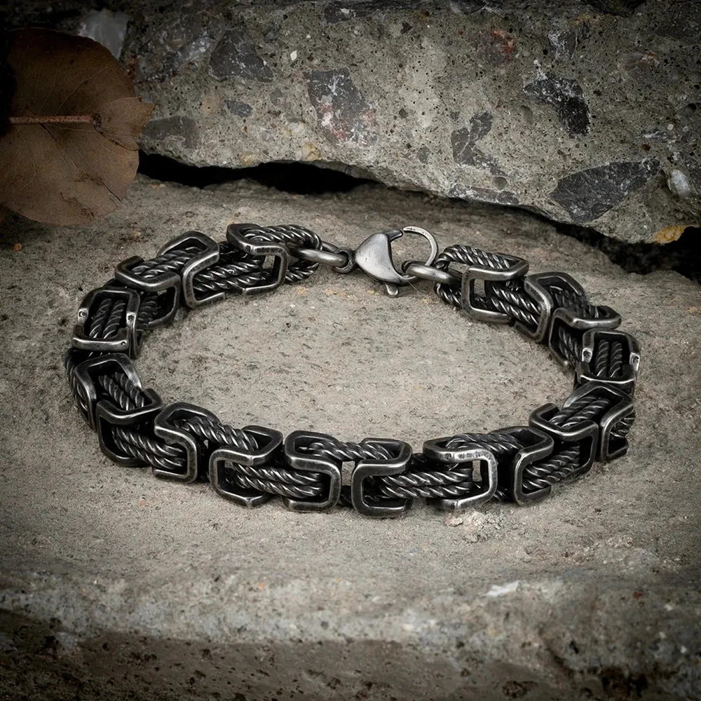 Retro Oxidized 316L Stainless Steel Link Chain Bracelet