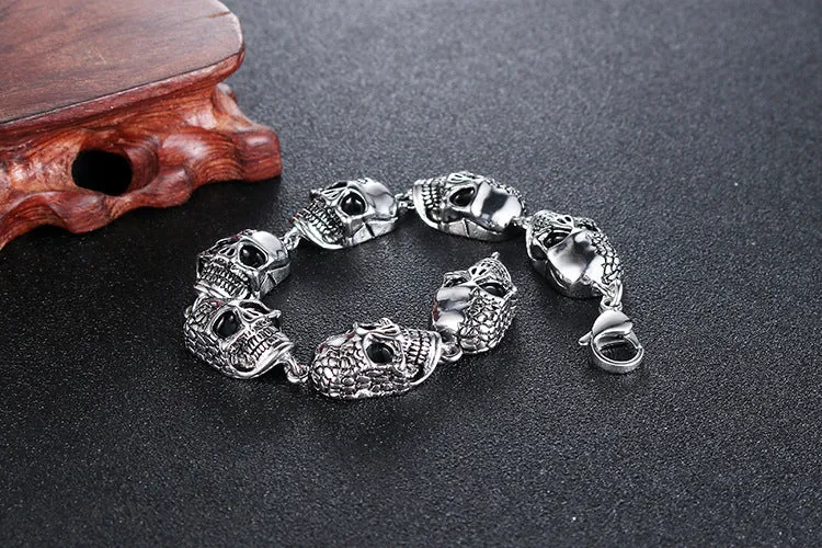 Retro Punk Skull Bracelet for Men - Personalized Titanium Steel Religious Totem Design