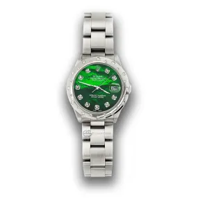 Rolex Datejust Midsize 31mm Domed 24 Diamonds Bezel/Emerald Green Dial  TFJ-142508790