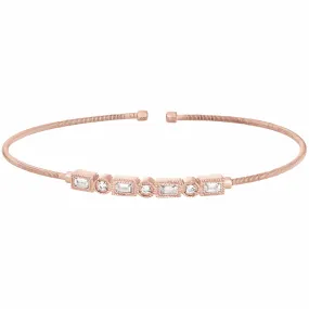 Rose Gold Finish Sterling Silver Cable Cuff Bracelet - LL7027B-RG