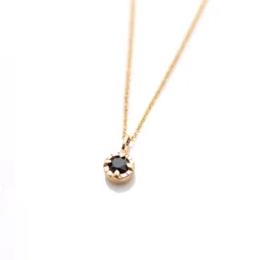 Round Black Diamond Sun Necklace - made to order