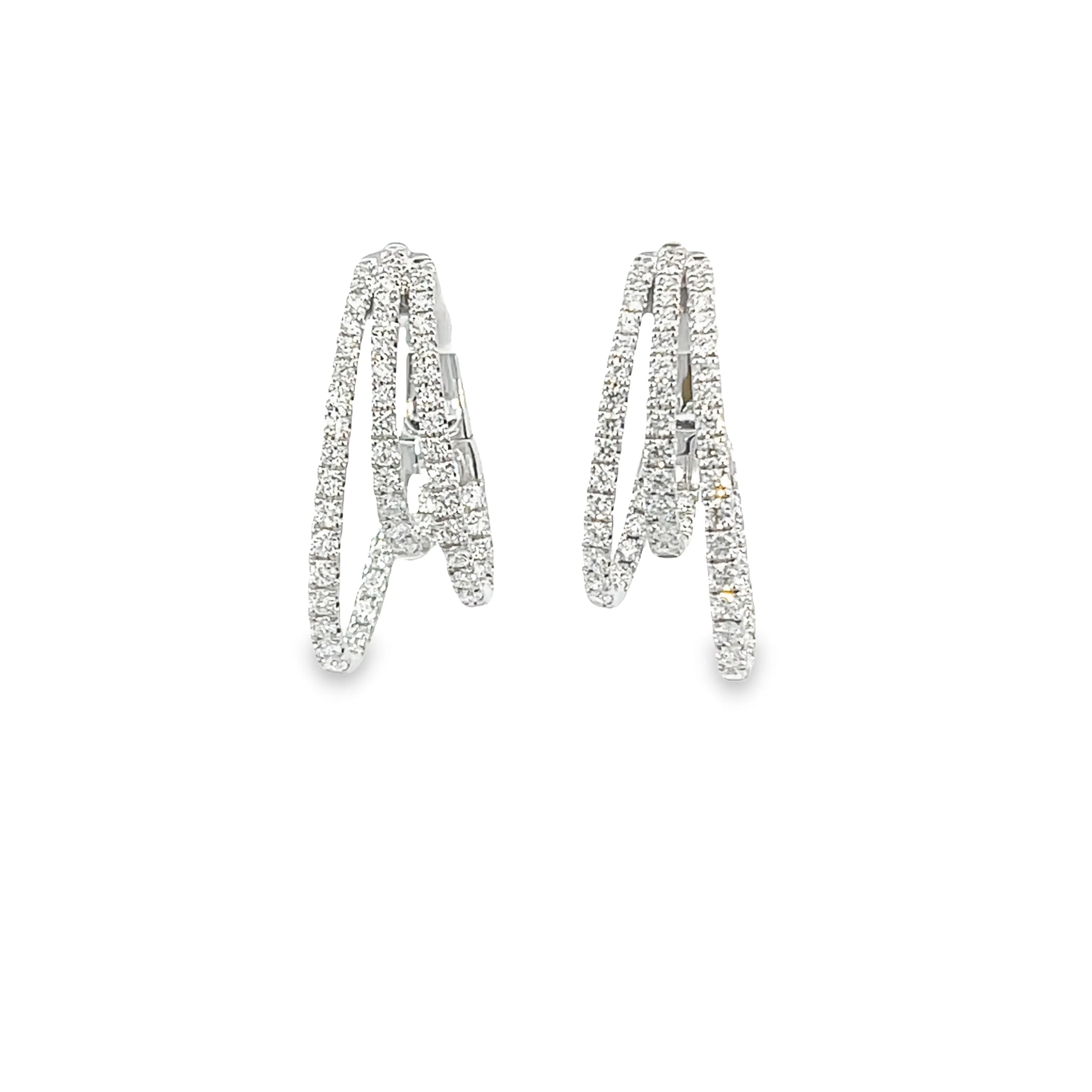 Shy Creation Diamond Trio Huggie Hoop Earrings