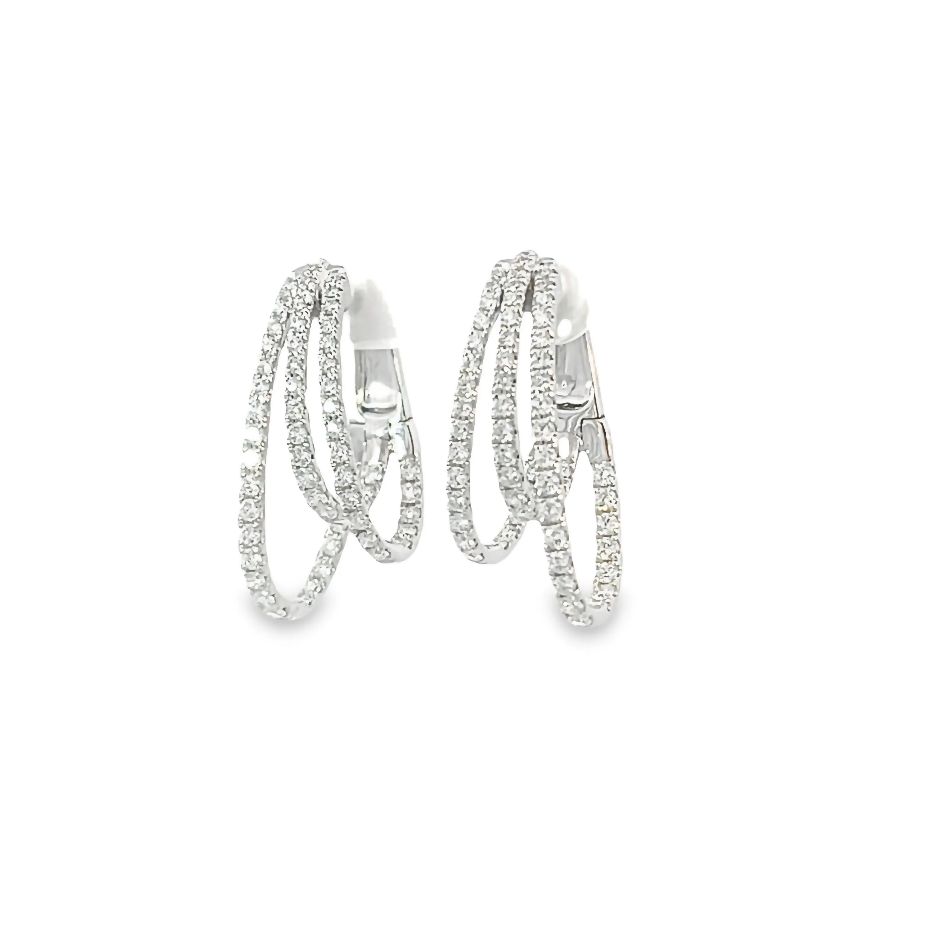 Shy Creation Diamond Trio Huggie Hoop Earrings