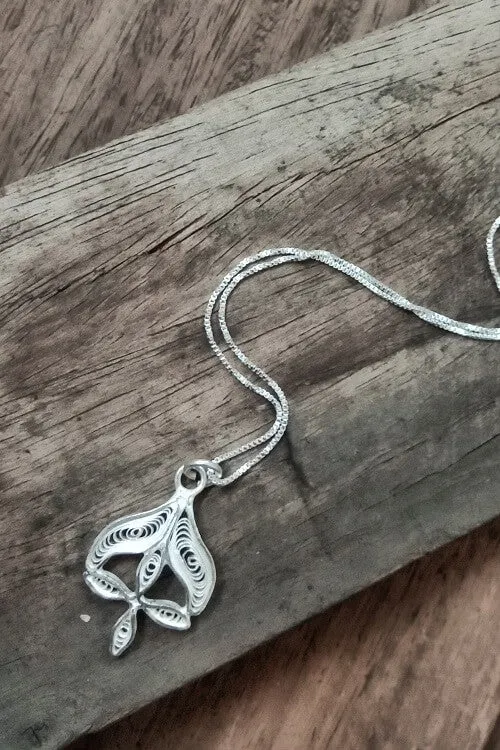 Silver Linings "Designer" Silver Filigree Handmade Pendant and Chain