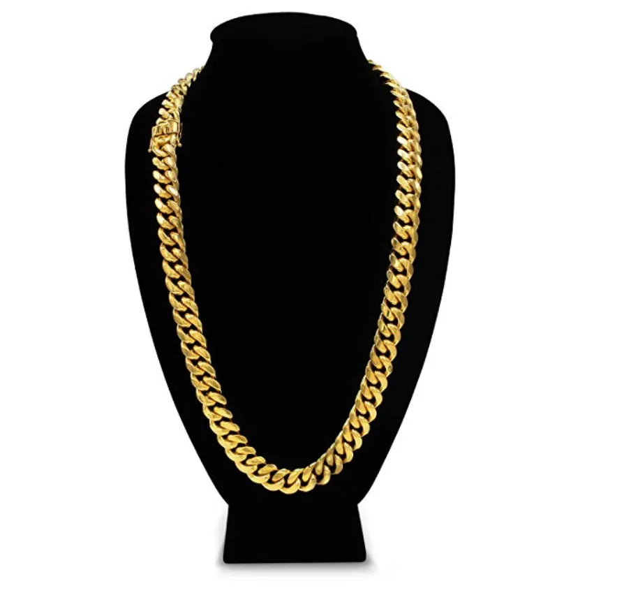 Silver Miami Cuban Link Curb Chain Hip Hop Jewelry Necklace Stainless Steel 16MM 24in.