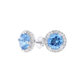 Silver Sprinkle Blue Topaz & Diamond Earrings