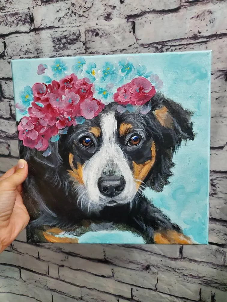 Small Flower Crown Pet Portrait 8x10