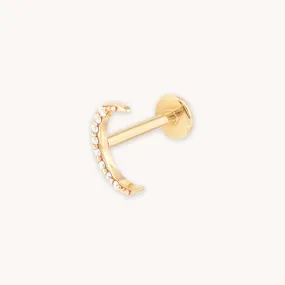 Solid Gold Topaz Moon Piercing Stud