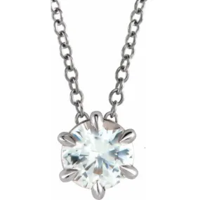 Sterling Silver 1/4 CT Natural Diamond Solitaire 16-18" Necklace