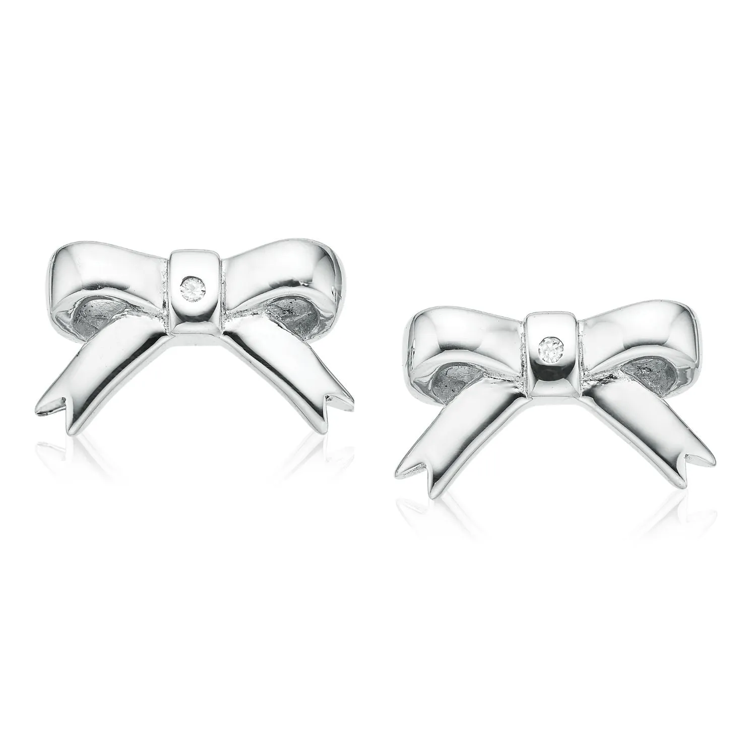 Sterling Silver with Diamond Set Bow Earrings