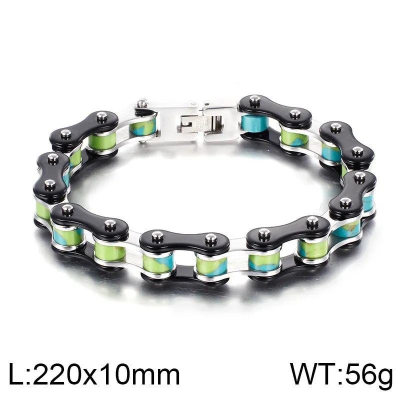 Stylish Customizable Stainless Steel Locomotive Chain Bracelet for Men – Versatile Titanium Steel Bicycle Design