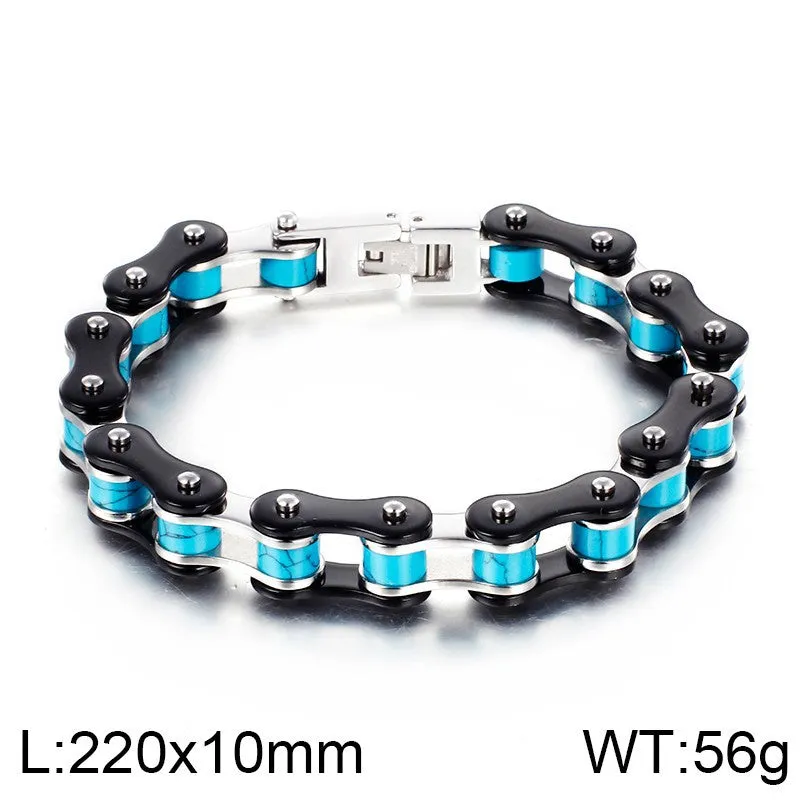 Stylish Customizable Stainless Steel Locomotive Chain Bracelet for Men – Versatile Titanium Steel Bicycle Design