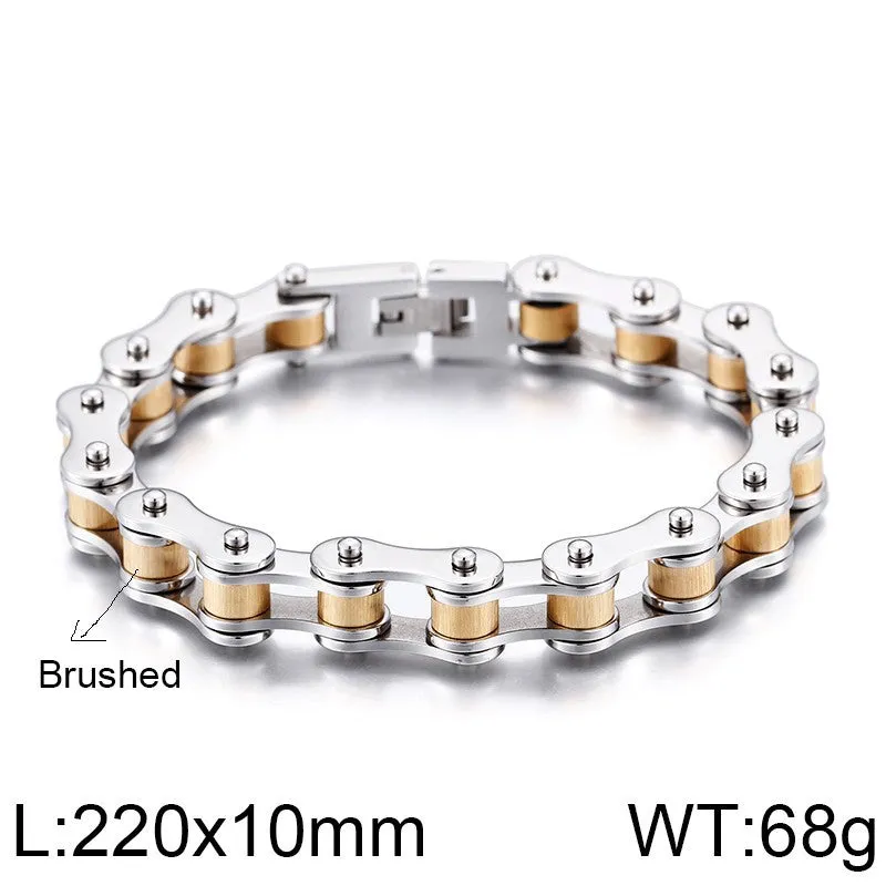 Stylish Customizable Stainless Steel Locomotive Chain Bracelet for Men – Versatile Titanium Steel Bicycle Design