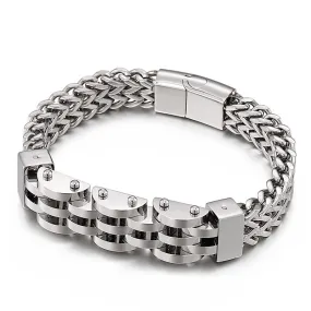 Stylish Double-Layered Titanium Steel Bracelet for Men - European and American Design