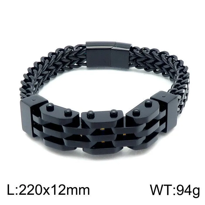 Stylish Double-Layered Titanium Steel Bracelet for Men - European and American Design