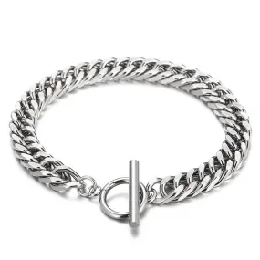 Stylish Titanium Steel Cuban Chain Bracelet for Men - Non-Fading OT Buckle Couple Jewelry