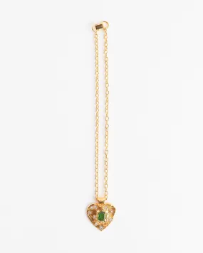 Super Heart Necklace in 18K Gold Plated Emerald