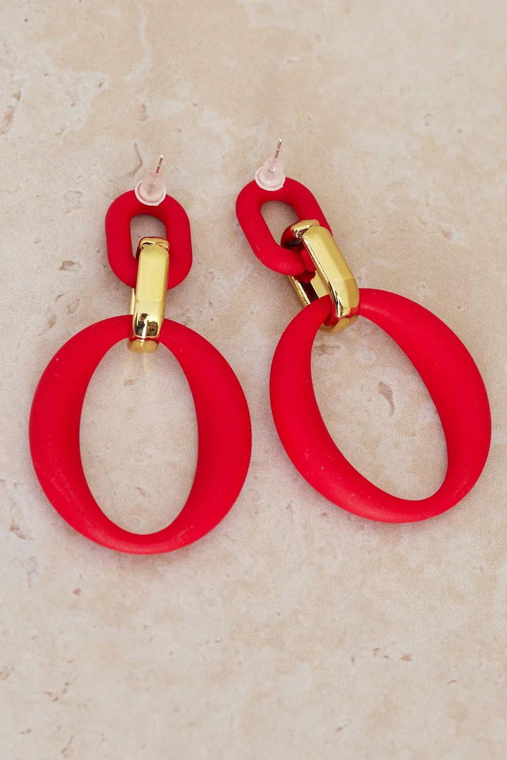 Syme Drop Earrings - Red