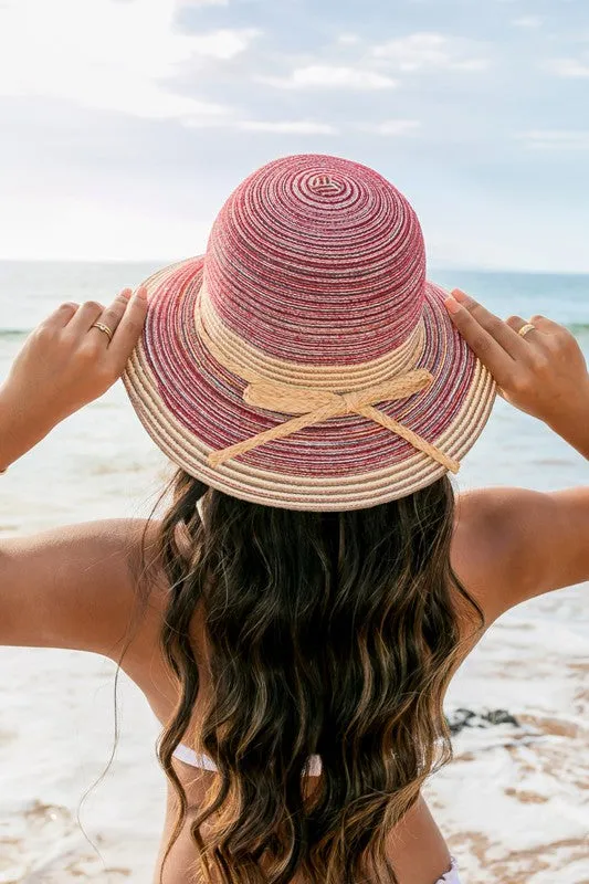 TEEK - Multi-Stripe Bow Accent Bucket Sunhat