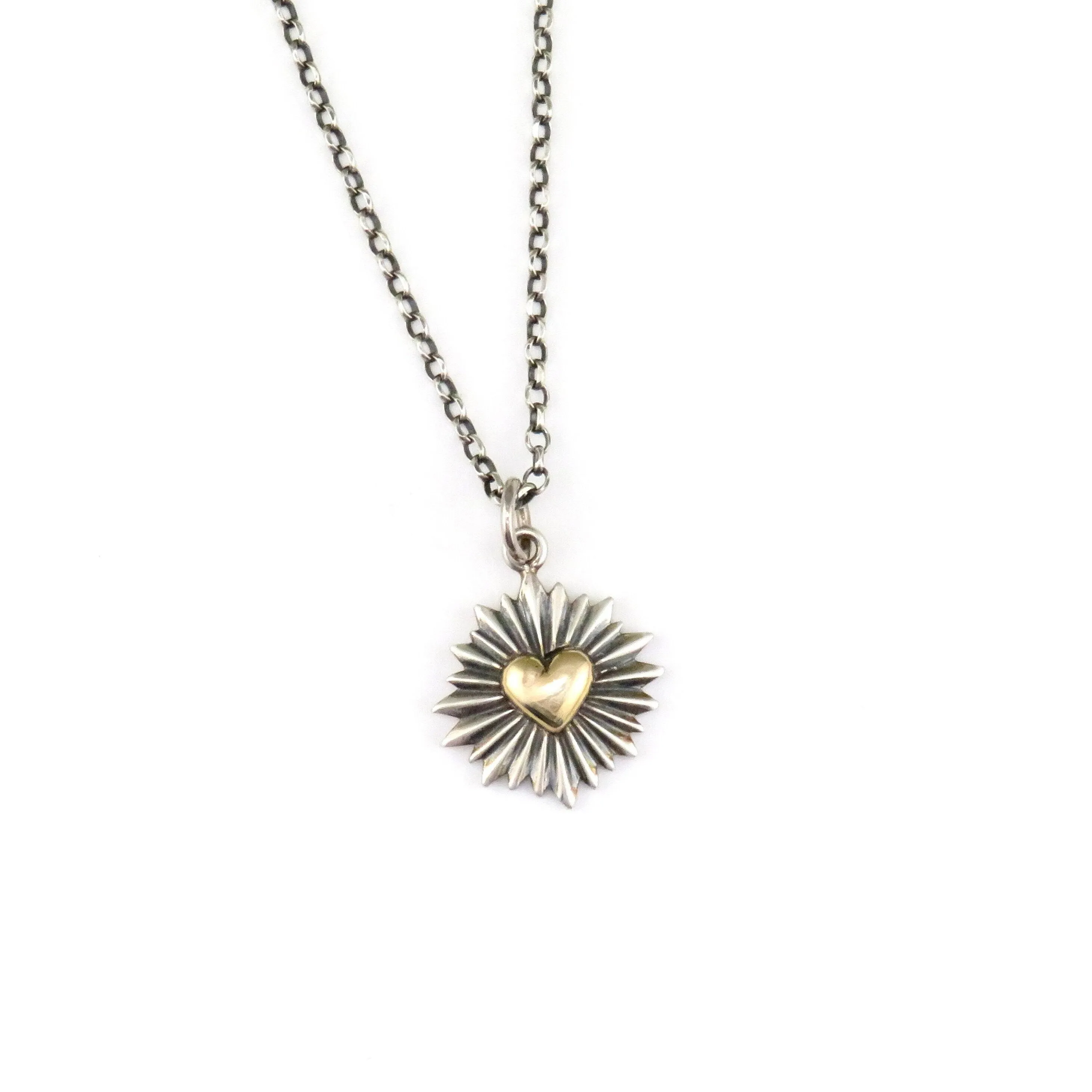 Two Tone Heart Burst Necklace