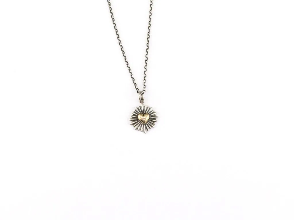 Two Tone Heart Burst Necklace