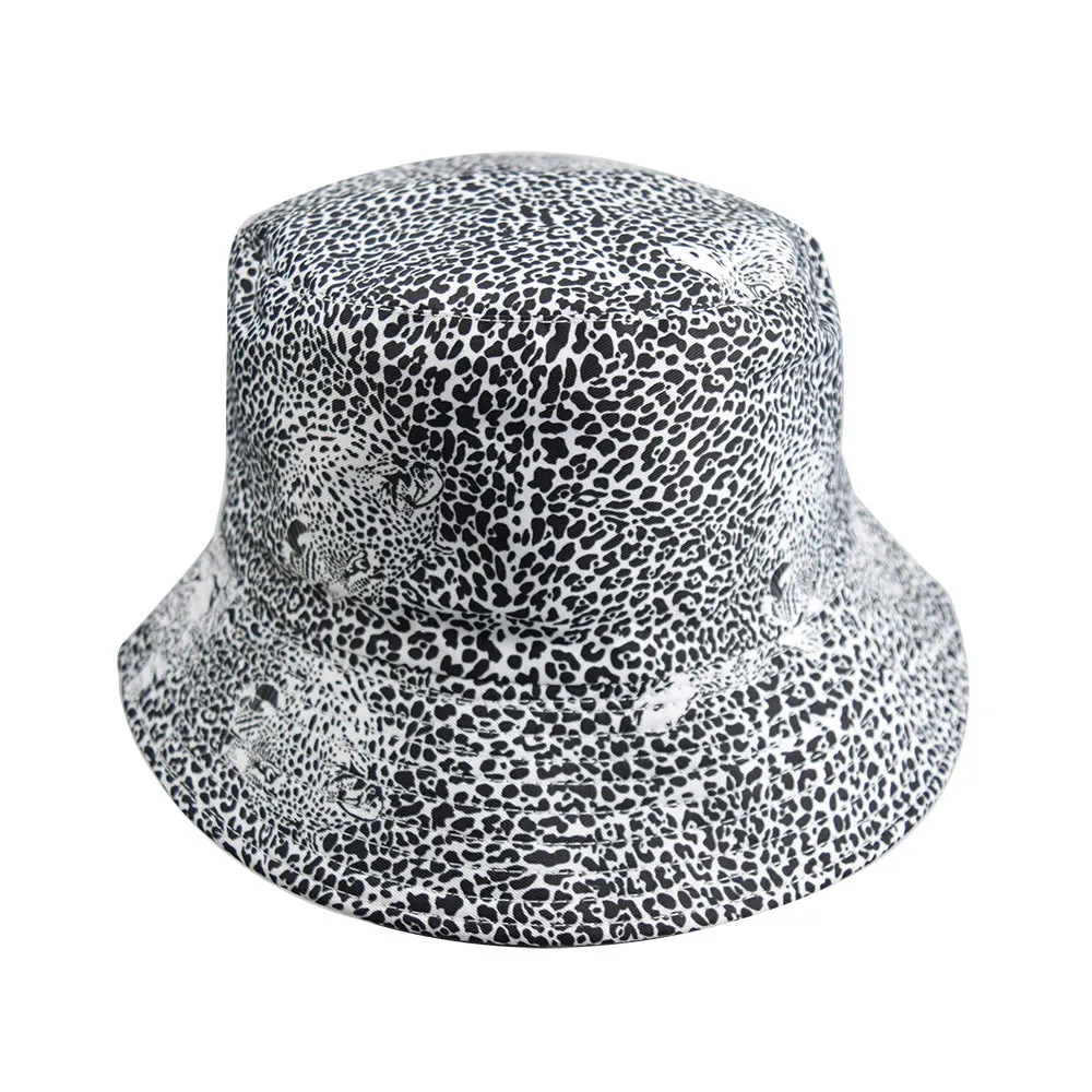 Unisex Reservible Leopard Print Boonie Bucket Hat Cap Brim Outdoor Sun Safari Camping Fishing