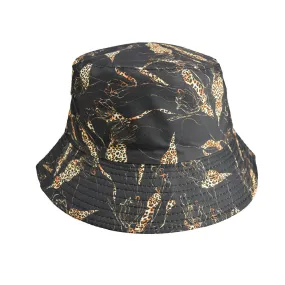 Unisex Reservible Leopard Print Boonie Bucket Hat Cap Brim Outdoor Sun Safari Camping Fishing