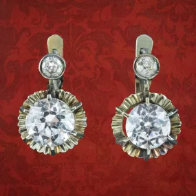 Vintage White Topaz Earrings 18ct Gold