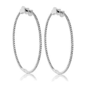 White Gold 1.50 Carat Diamond Inside Out Hoop Earrings