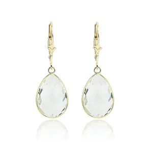 White Topaz Pear Shaped Dangle Earrings