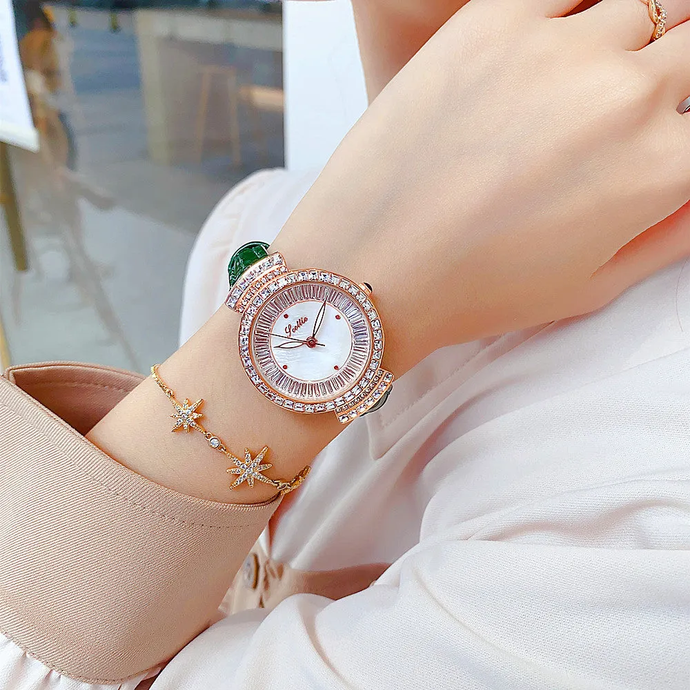 Women's Watch Luxury with Diamond 33 Mm Large Dial Quartz Waterproof Wrist Watch