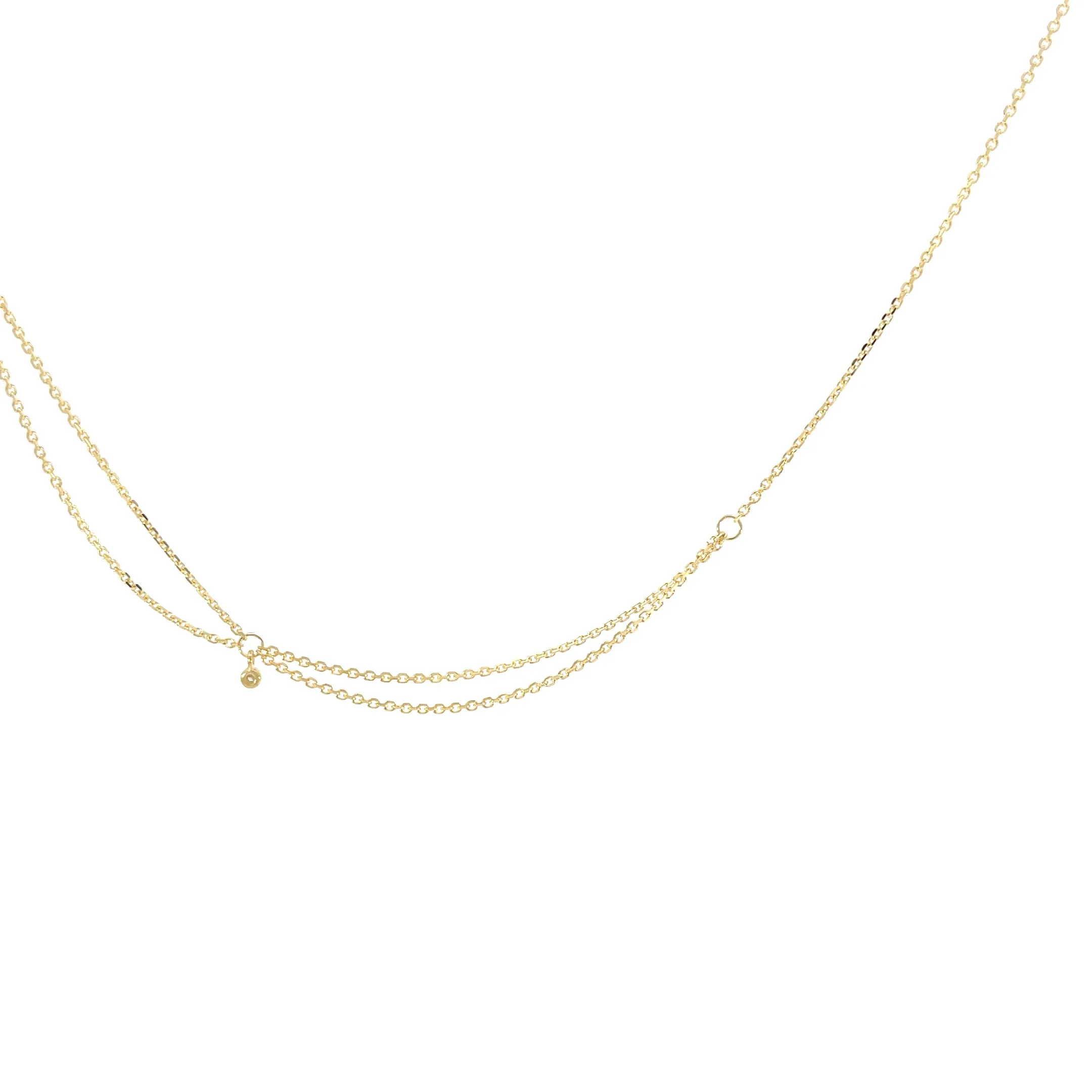 Yellow Gold Asymmetrical Diamond Station Necklace