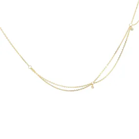 Yellow Gold Asymmetrical Diamond Station Necklace