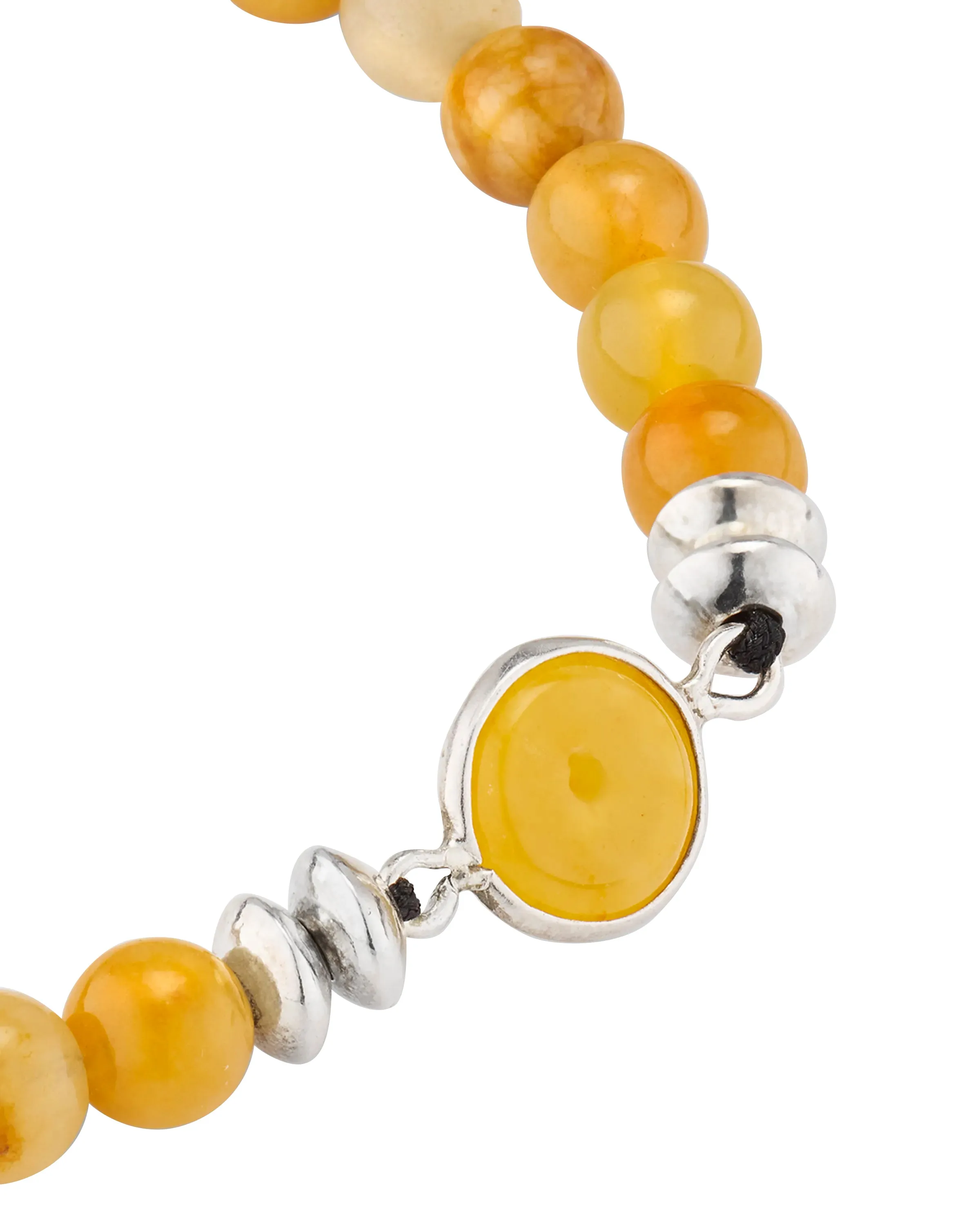 Yellow Jade Sterling Pull Beaded Bracelet