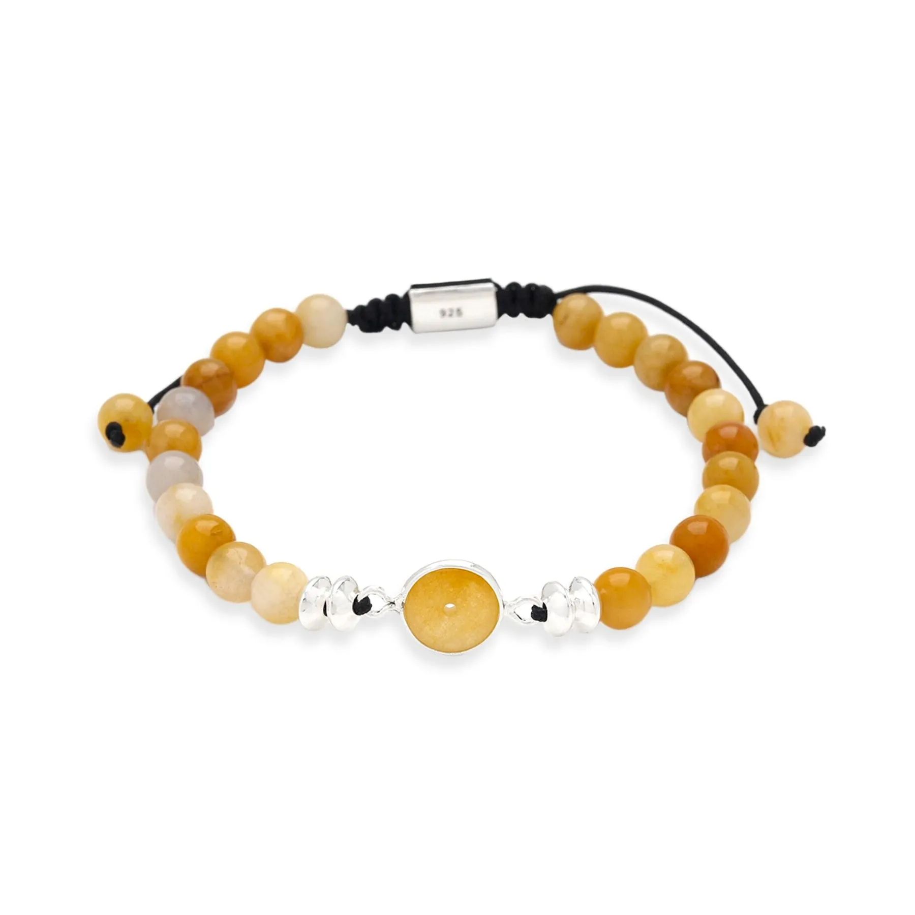 Yellow Jade Sterling Pull Beaded Bracelet